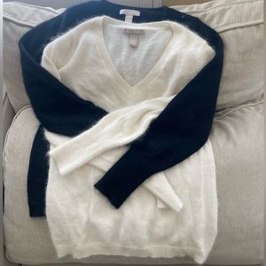 2 for 1! Fuzzy V Neck Angora sweater - size M. Both Black and Cream are included